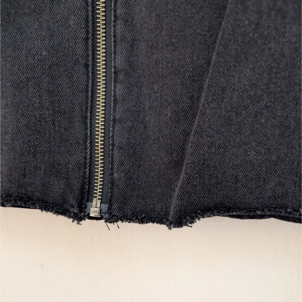 Madewell Skirt Womens Size 29 Black Rigid Denim A-Line Full Zip Front Miniskirt